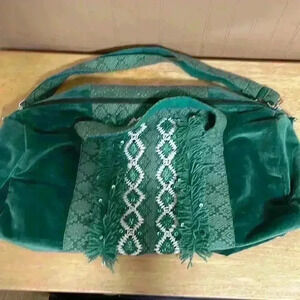 A&B - America & Beyond large, emerald green, embroidered tote bag